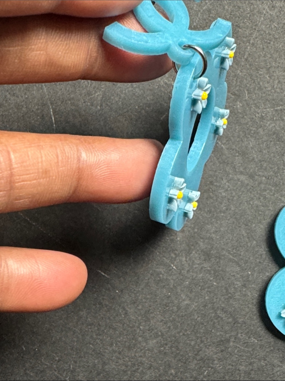 Blue CC Fashion Dangle Floral Earrings - Picture 14 of 14